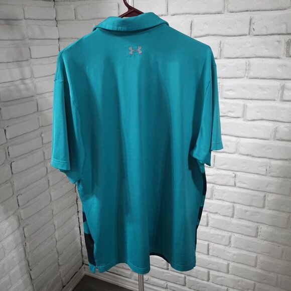 Under Armour Men's Loose Fit Size Large Blue & Black Short Sleeve Polo Shirt - Picture 2 of 14